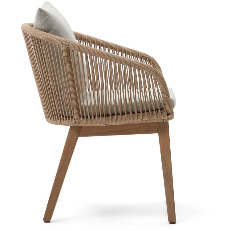 Portalo Стул из бежевого шнура с ножками из массива акации