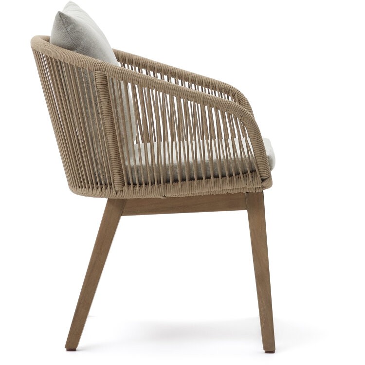 Portalo Стул из бежевого шнура с ножками из массива акации