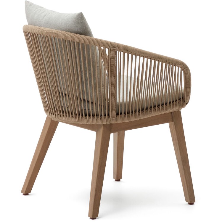 Portalo Стул из бежевого шнура с ножками из массива акации
