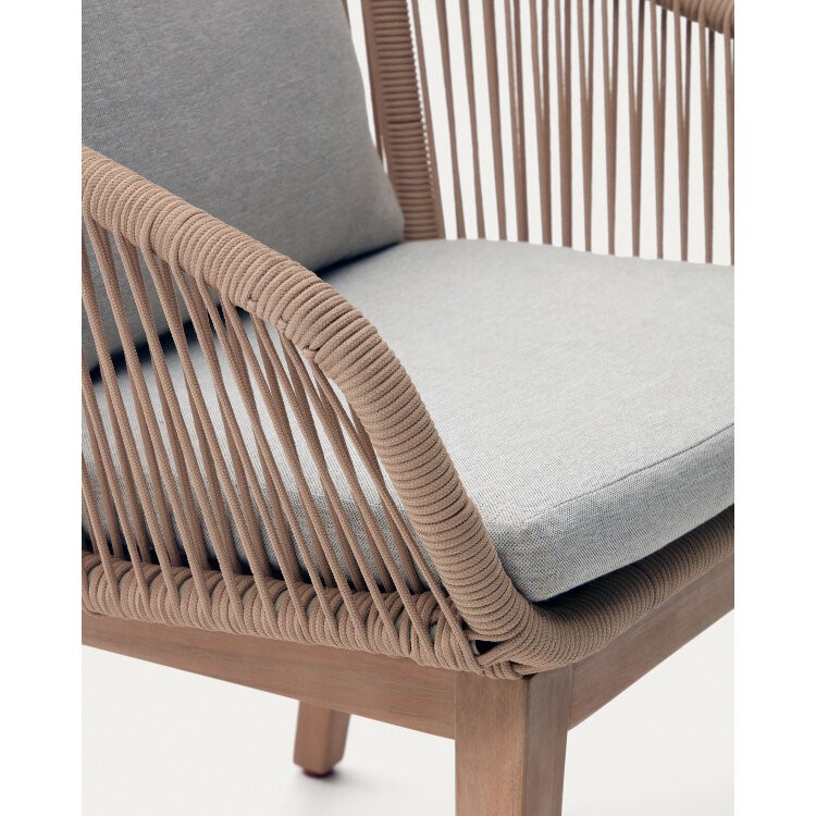 Portalo Стул из бежевого шнура с ножками из массива акации