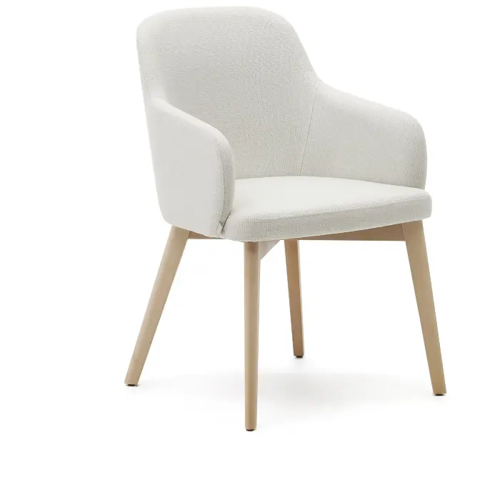 Стул Nelida из бежевой синели с ножками в натуральной отделке