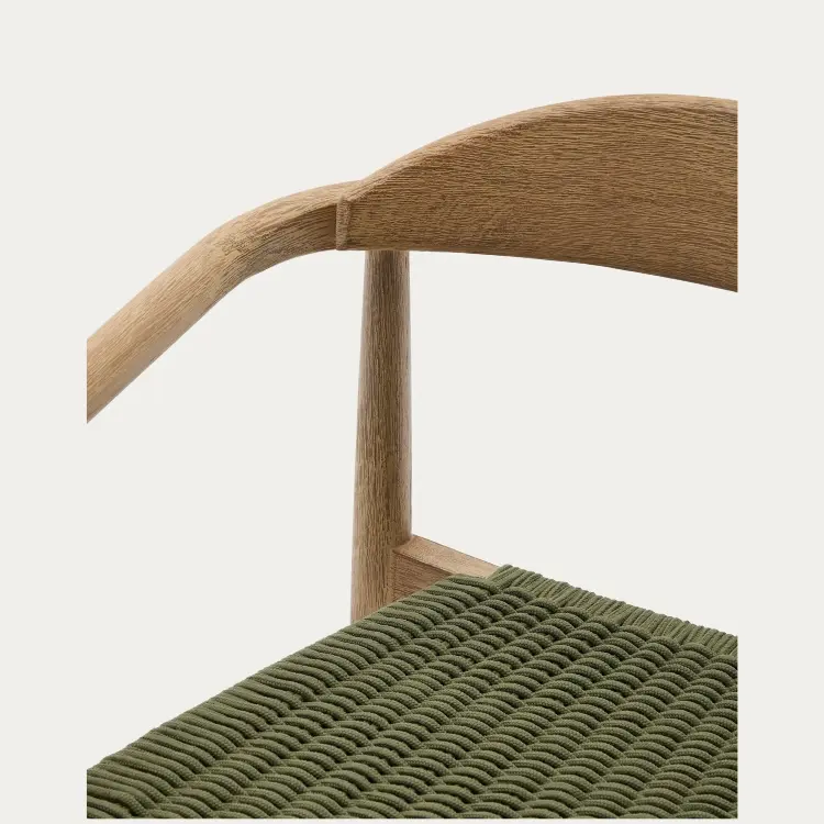 Уличный стул Nina из 100% массива акации и зеленой веревки