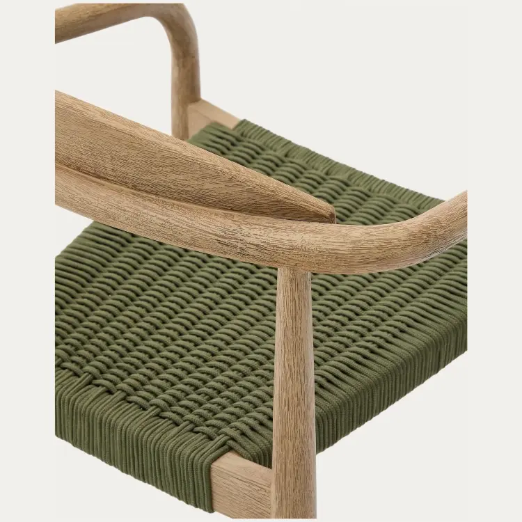 Уличный стул Nina из 100% массива акации и зеленой веревки