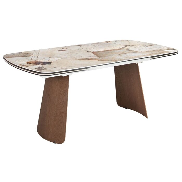 Раздвижной обеденный стол 1186 с столешницей из керамики  и основанием из шпона ореха