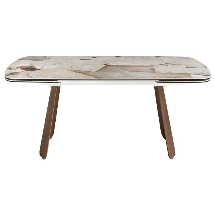 Раздвижной обеденный стол 1186 с столешницей из керамики  и основанием из шпона ореха