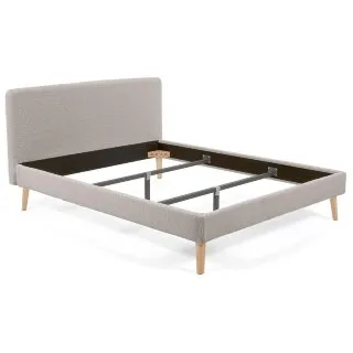 Кровать Lydia из светло-серой ткани букле на ножках из массива бука 160 x 200 см