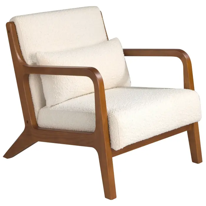 Кресло 5100/DC1580 с тканевой обивкой и деревянной конструкцией цвета ореха