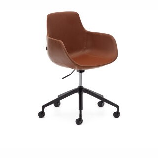 Рабочий стул Tissiana коричневая искусственная кожа, алюминиевые ножки с матовой черной отделкой