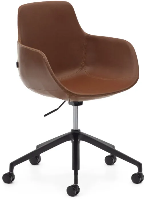 Рабочий стул Tissiana коричневая искусственная кожа, алюминиевые ножки с матовой черной отделкой