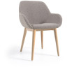 Стул Konna из светло-серой ткани букле с ножками из массива ясеня