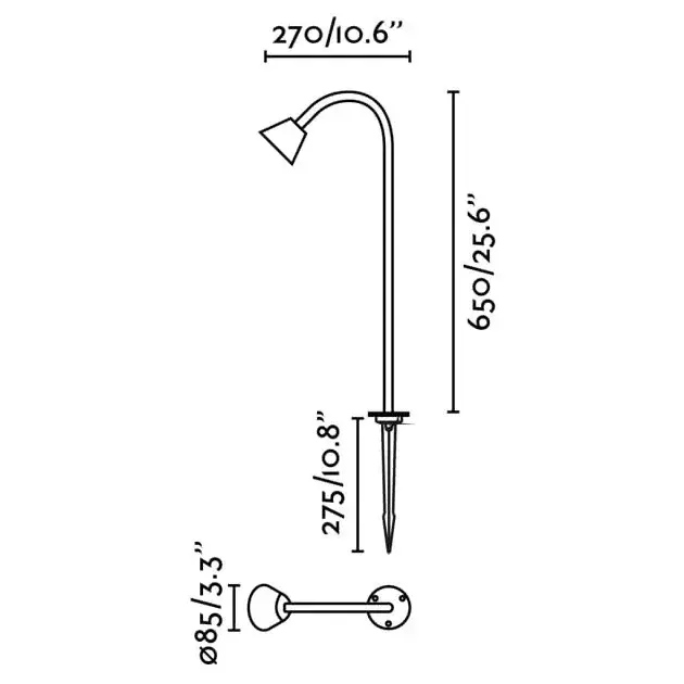 LILY 650 Уличный маяк на штыке черный LED 3W 2700K 24V