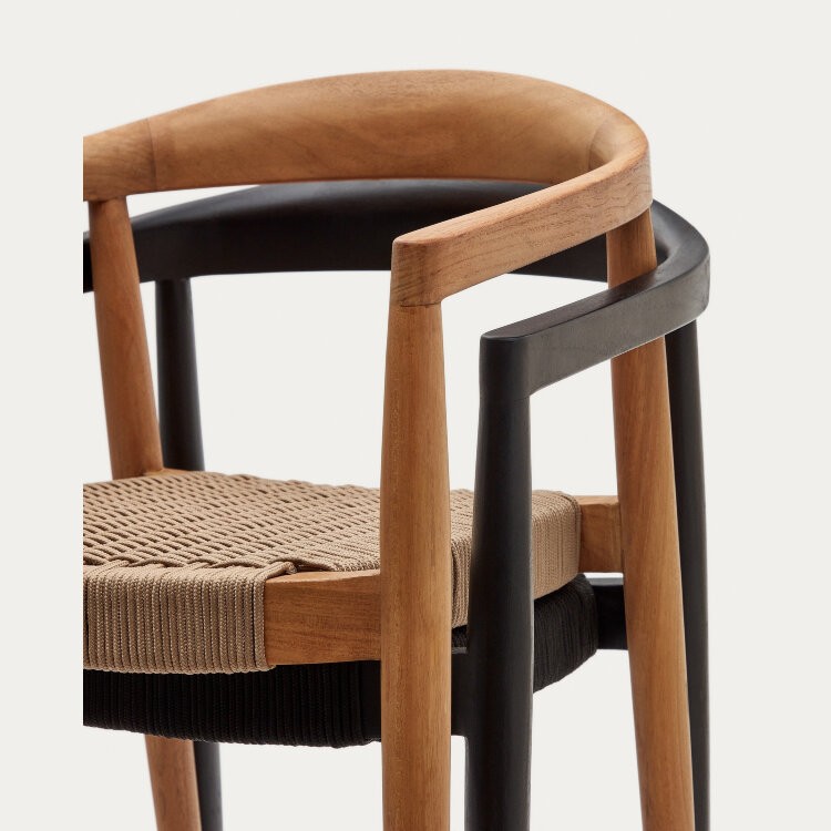 Ydalia Садовый стул из черного тика и черной веревки