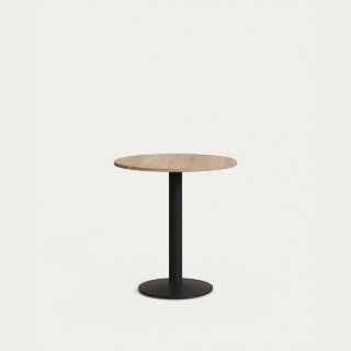 Esilda Круглый стол из меламина с натуральной отделкой и черной металлической ножкой Ø70x70