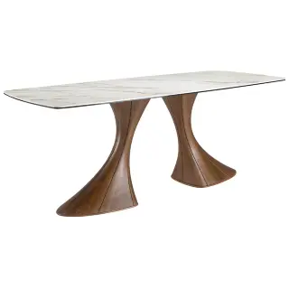 Обеденный стол 1174 овальный с мраморной керамикой и орехом