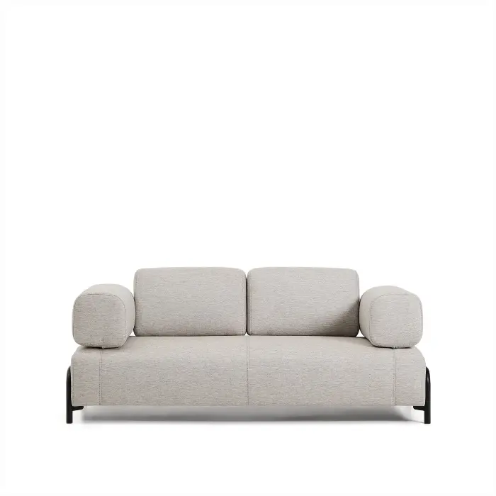 2-местный диван Compo серо-бежевого цвета с чёрным металлическим каркасом, 200 см