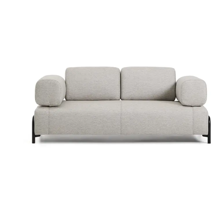2-местный диван Compo серо-бежевого цвета с чёрным металлическим каркасом, 200 см