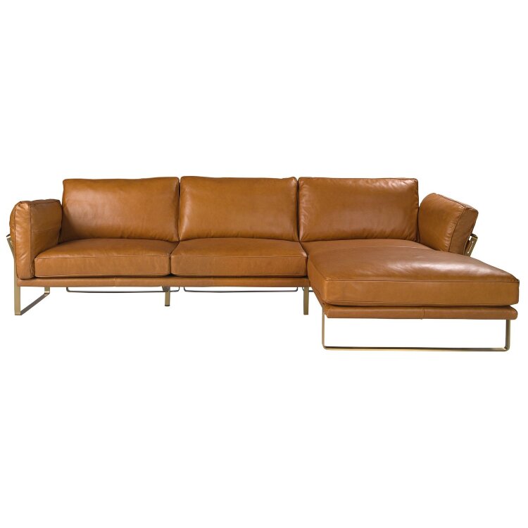 5-местный диван с правым шезлонгом из кожи цвета Camel 6232