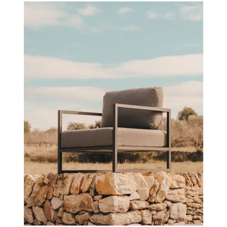 Comova Уличное кресло из алюминия светло-серое с зеленым алюминиевым каркасом