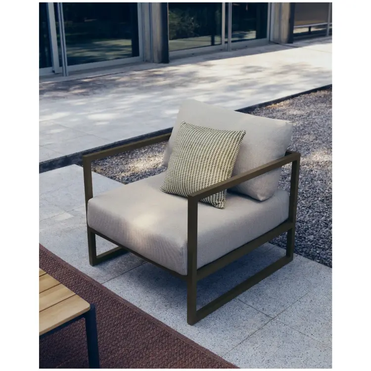 Comova Уличное кресло из алюминия светло-серое с зеленым алюминиевым каркасом