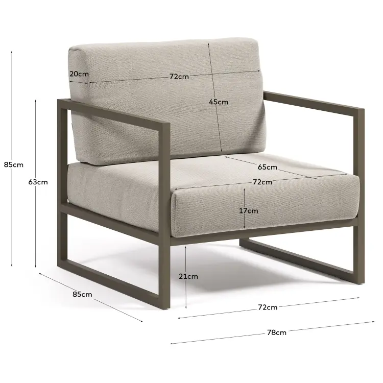 Comova Уличное кресло из алюминия светло-серое с зеленым алюминиевым каркасом