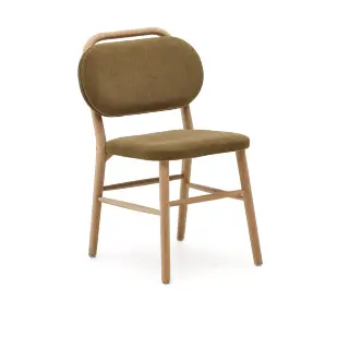 Helda Стул из зеленой синели и массива дуба