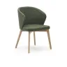Стул Darice из зеленой синели с ножками в натуральной отделке