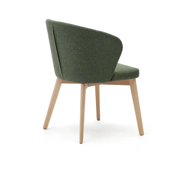 Стул Darice из зеленой синели с ножками в натуральной отделке