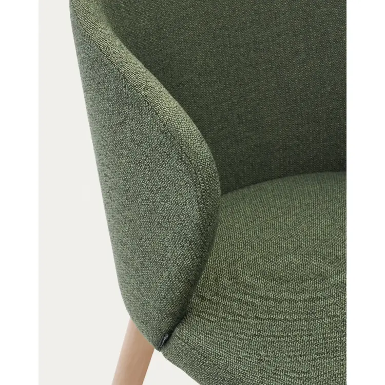 Стул Darice из зеленой синели с ножками в натуральной отделке