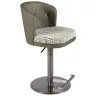 Поворотный барный стул 4228 из бело-зеленой ткани и оливковой экокожи