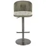 Поворотный барный стул 4228 из бело-зеленой ткани и оливковой экокожи