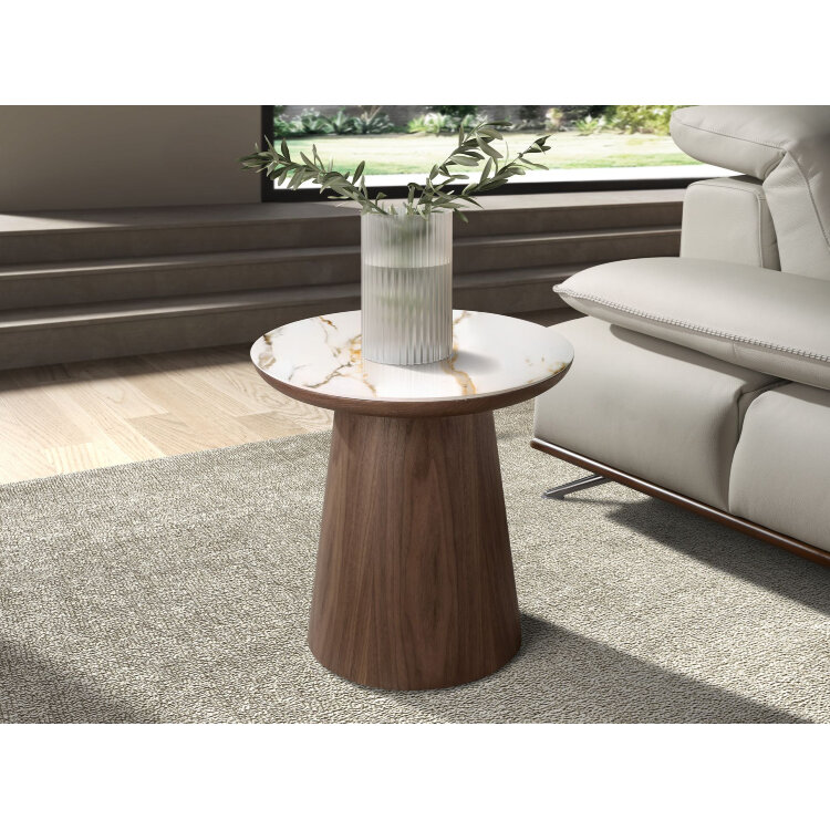 Приставной столик 2159 из керамики в мраморной отделке и ореха