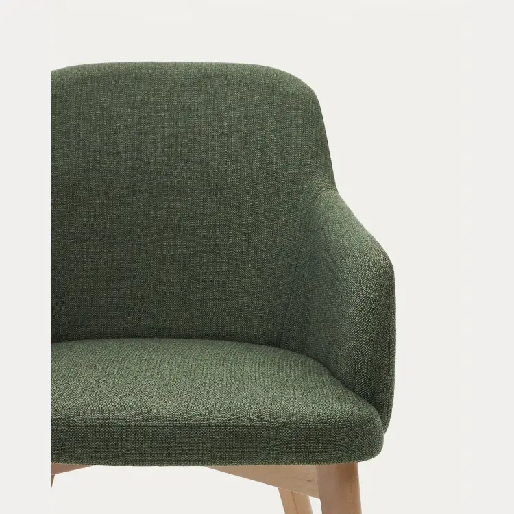 Стул Nelida из зеленой синели с ножками в натуральной отделке