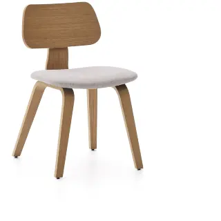 Стул Gena из бежевого шенилла с каркасом из шпона дуба и каучукового дерева