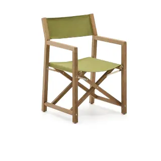 Складной стул Vilara для улицы из акации и текстиля зеленого цвета