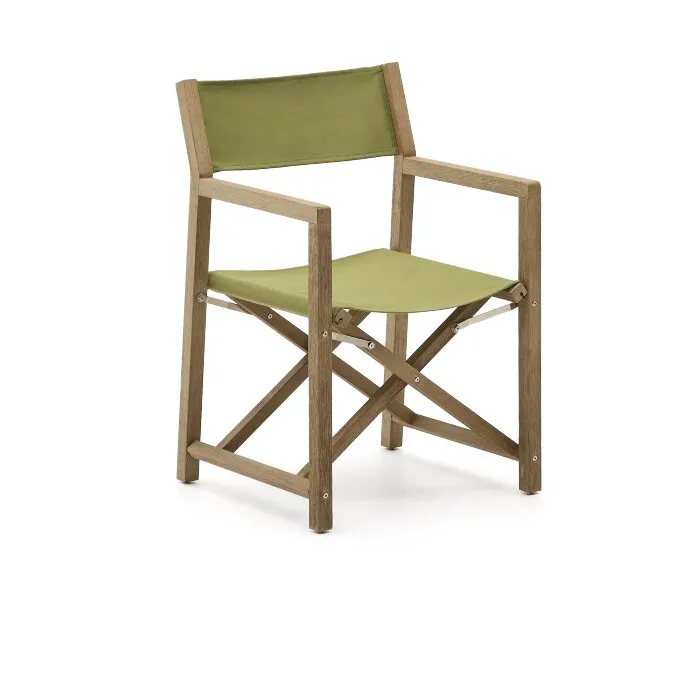Складной стул Vilara для улицы из акации и текстиля зеленого цвета