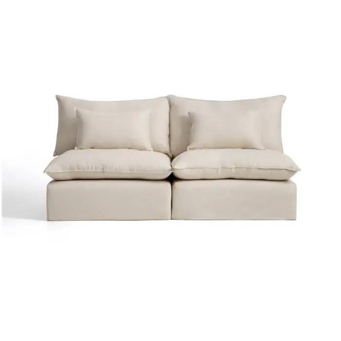 Модульный трехместный диван Anarela из бежевого льна и вискозы со съемным чехлом, 220 см