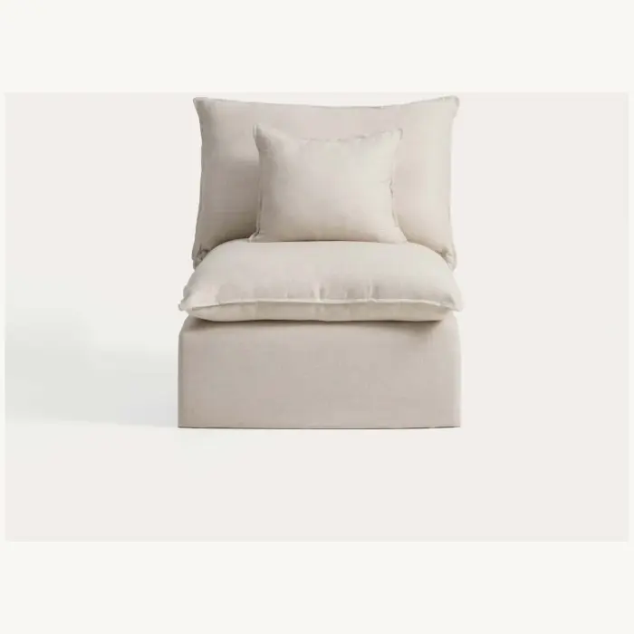 Модульный трехместный диван Anarela из бежевого льна и вискозы со съемным чехлом, 220 см