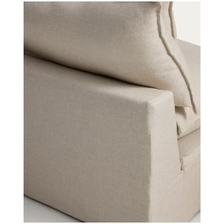 Модульный трехместный диван Anarela из бежевого льна и вискозы со съемным чехлом, 220 см