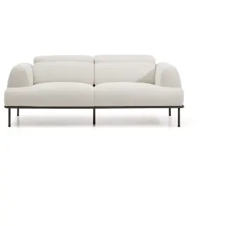 2-местный диван Aurum из шенилла цвета экрю и серого металла 210 см