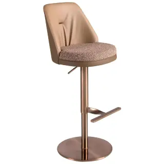 Поворотный барный стул 4227 из коричневой ткани и коричневой экокожи