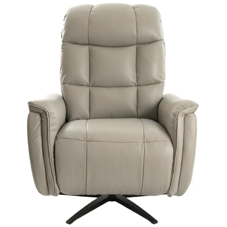 Поворотное кресло-реклайнер 5114/KM-A6010-M565 серое кожаное