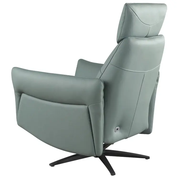 Вращающееся кресло-реклайнер 5174 из бирюзово-зелёной кожи
