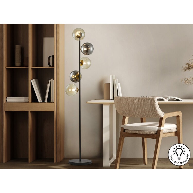 Торшер Inoa 5L черный-дымчатый-янтарный