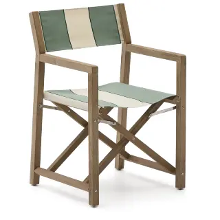 Уличный cкладной стул Vilara в зелёно-бежевую полоску из акации