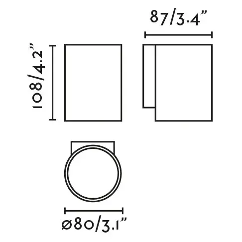 KOV 1L Настенный светильник круглый черный LED 6W 2700K 34°