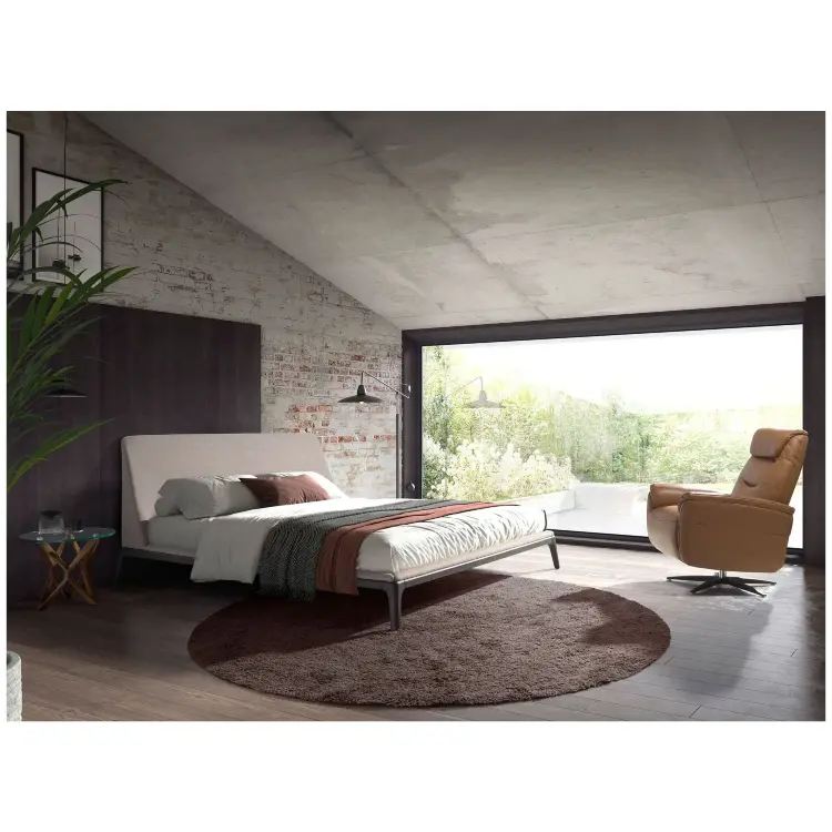 Кресло-реклайнер поворотное 5115/KM6011-M5671 из коричновой кожи