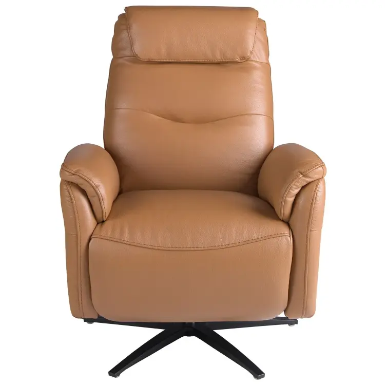 Кресло-реклайнер поворотное 5115/KM6011-M5671 из коричновой кожи