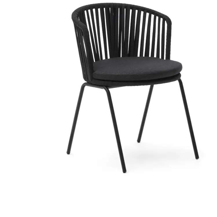 Saconca Садовый стул из шнура и стали с черной окраской