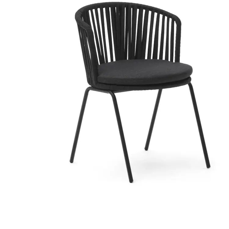 Saconca Садовый стул из шнура и стали с черной окраской