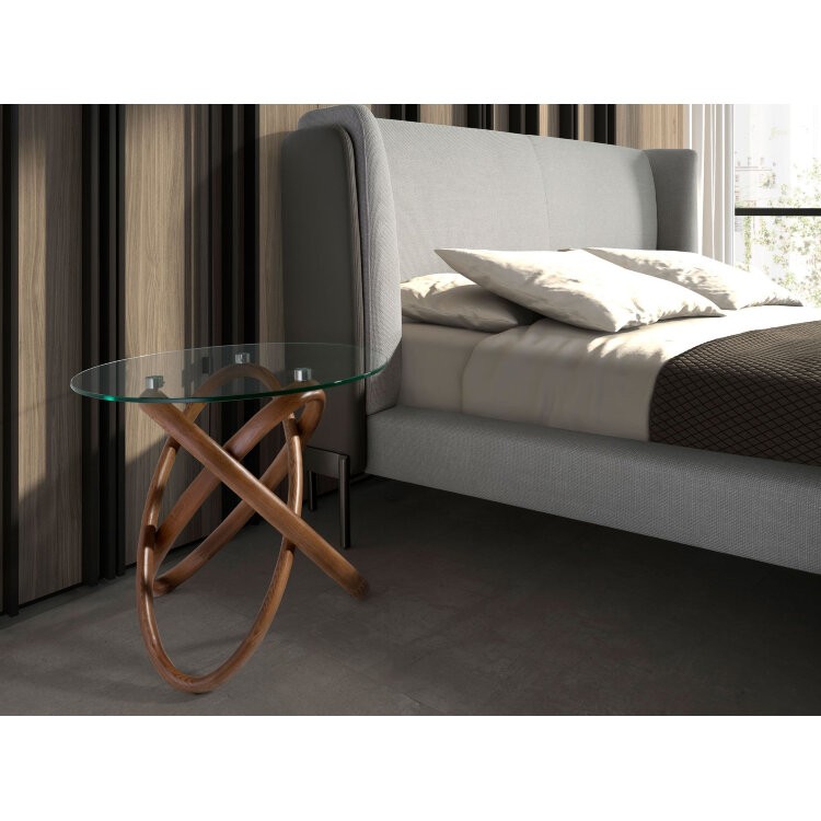 Приставной столик 2126/LT20051 из стекла и ореха